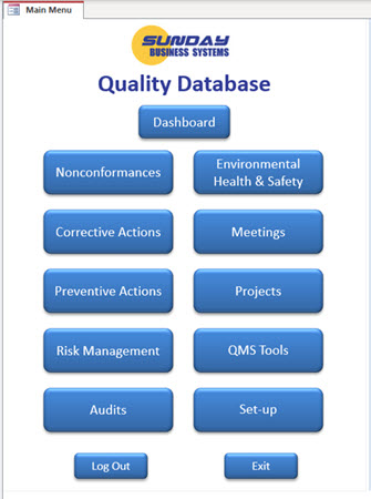 screenshot of SBS Quality Database